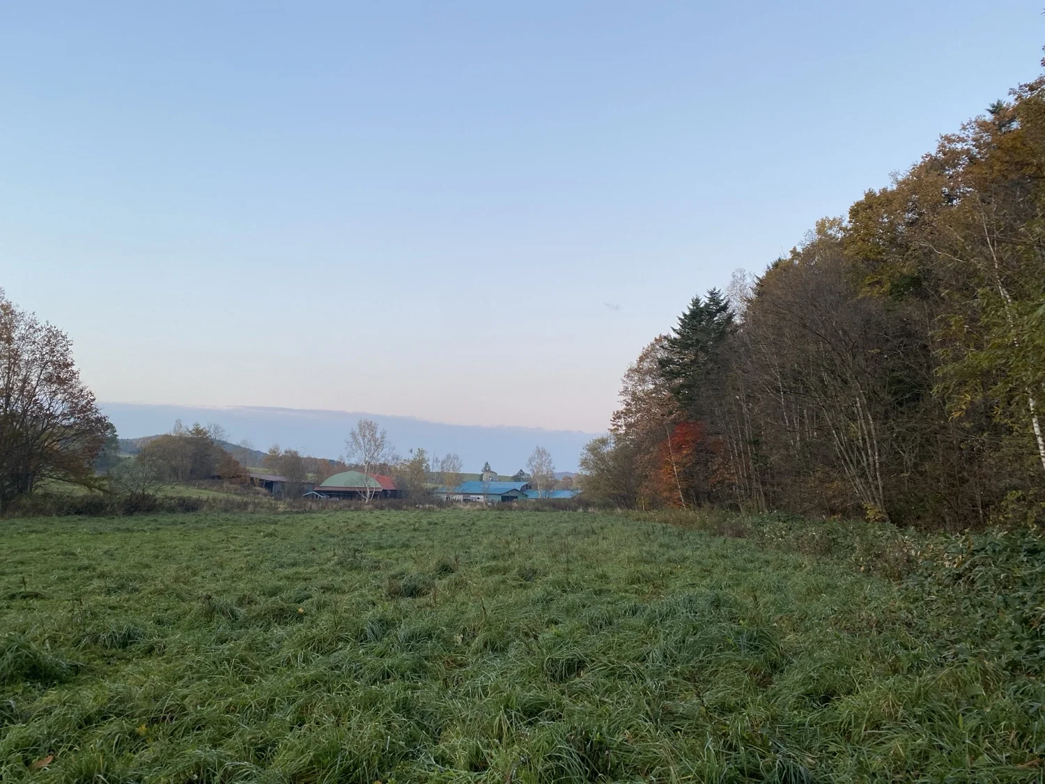 牧場全景・秋夕暮れ